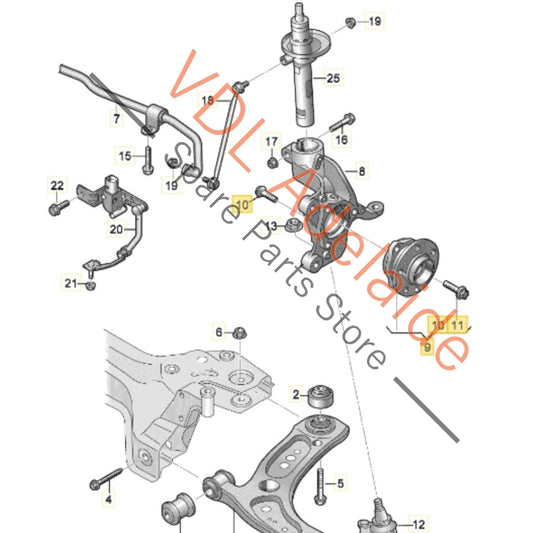 5WA407621D VW Golf MK7 85mm Front Wheel Bearing 5WA407621D