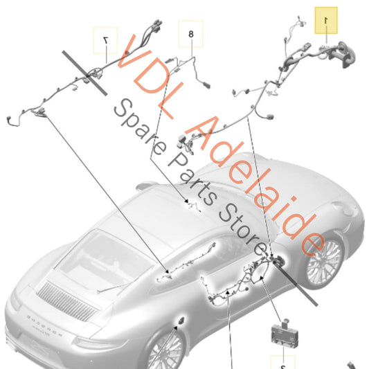 9P1971035G    Porsche 911 991.2 Wiring Cable Harness for Drivers Right Door suit RHD models 9P1971035G