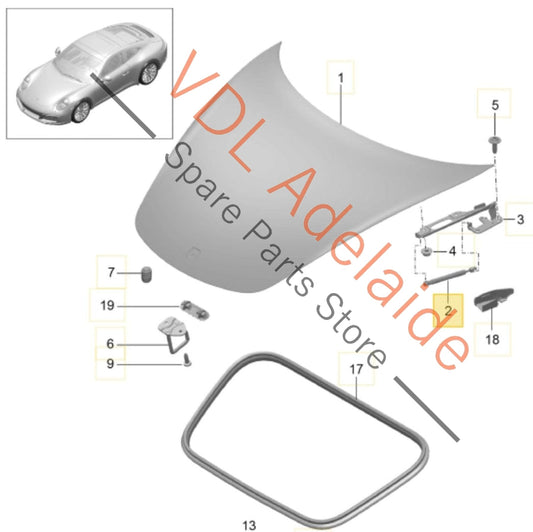 99151155100    2x Porsche 911 Cayman Boxster Bonnet Gas Lift Strut 99151155100