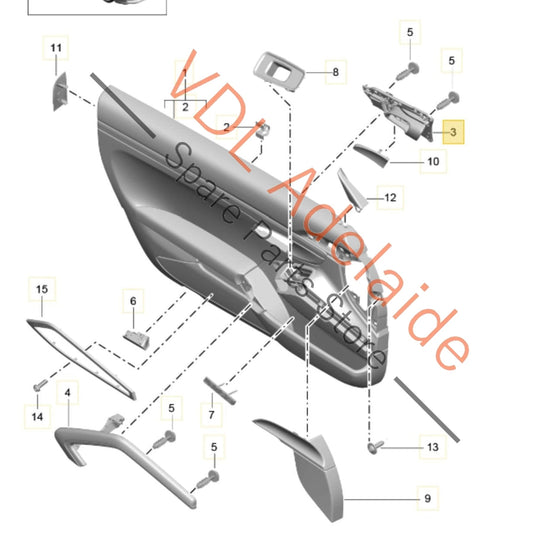 99155552202V08 Porsche 911 Interior Door Handle Pull Right RHS Galvano Silver 99155552202 V08