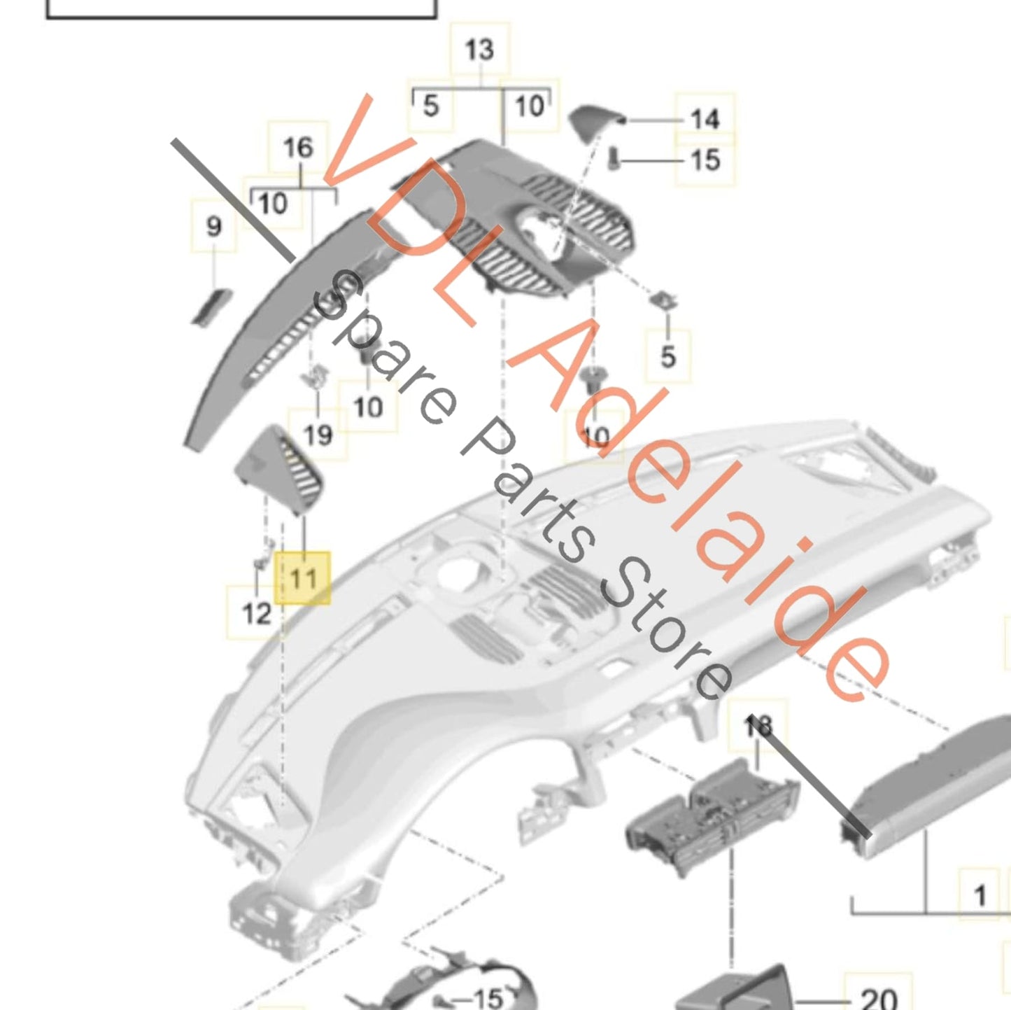 99155257600 991552576005Q0 Porsche 911 Front Left Dashboard Interior Trim for Speaker Loudspeaker 99155257500 5Q0