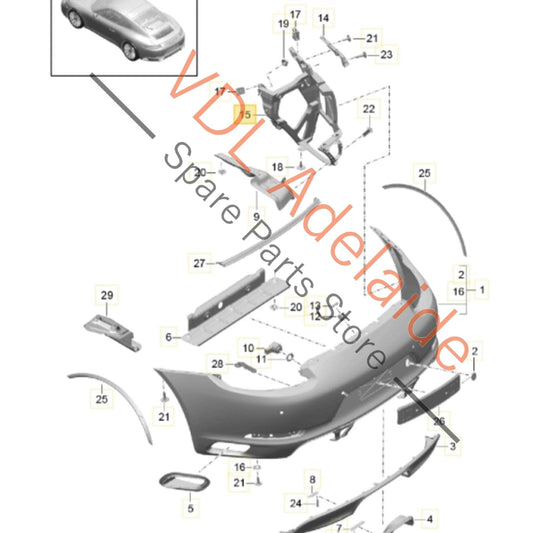 99150583103 9P1145803E Porsche 911 Rear Bumper Mounting Bracket LHS 99150583103 9P1145803E