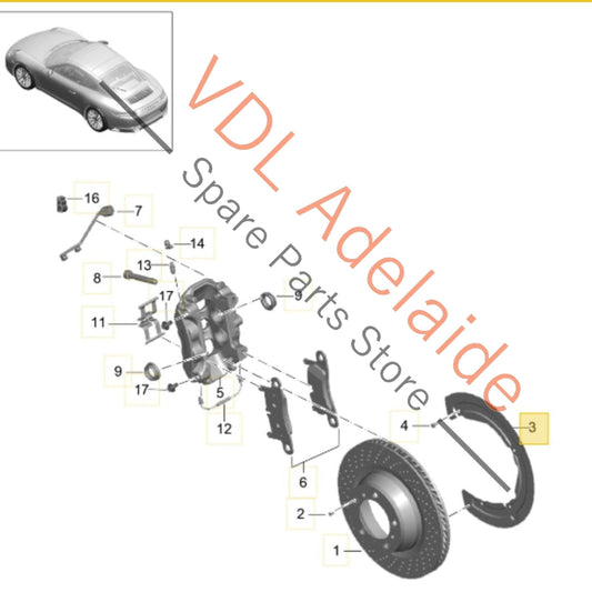 9P1615612 9P1615612B Porsche 911 RHS Right Rear Brake Dust Sheld Cover 9P1615612