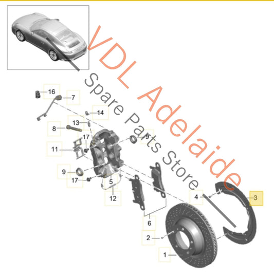 9P1615611 9P1615611B Porsche 911 LHS Left Rear Brake Dust Sheld Cover 9P1615611