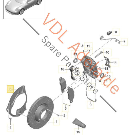 99135180102 Porsche 911 LHS Left Front Brake Dust Sheld Cover 99135180102