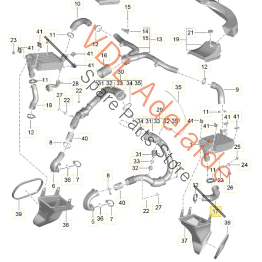 9P1145719A Porsche 911 Left LHS Intercooler Pressure Pipe Hose 9P1145719A