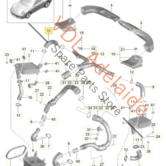 9P1145746 Porsche 911 Left LHS Intercooler Pressure Pipe Hose 9P1145746