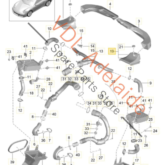 99157575701 Porsche 911 Top Air Duct Guide for Left LHS Intercooler 99157575701