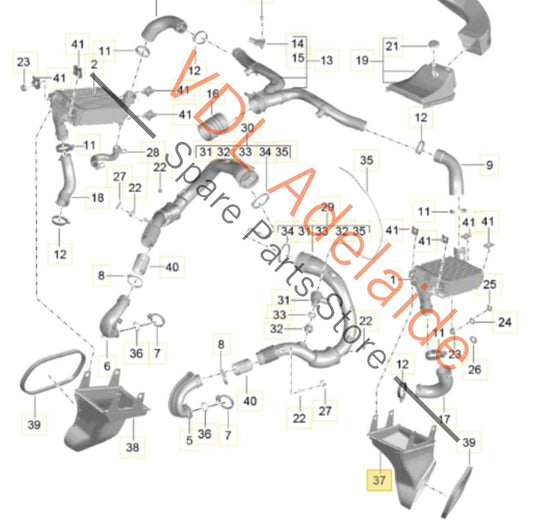 99157557101 99157547101OK1 Porsche 911 Lower Air Duct Guide for Intercooler Left LHS 99157557101 99157547101OK1