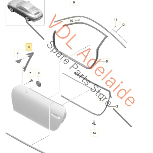 99153743104 99153754102 Porsche 911 Front Left Window Guide Channel 99153743104 99153754102