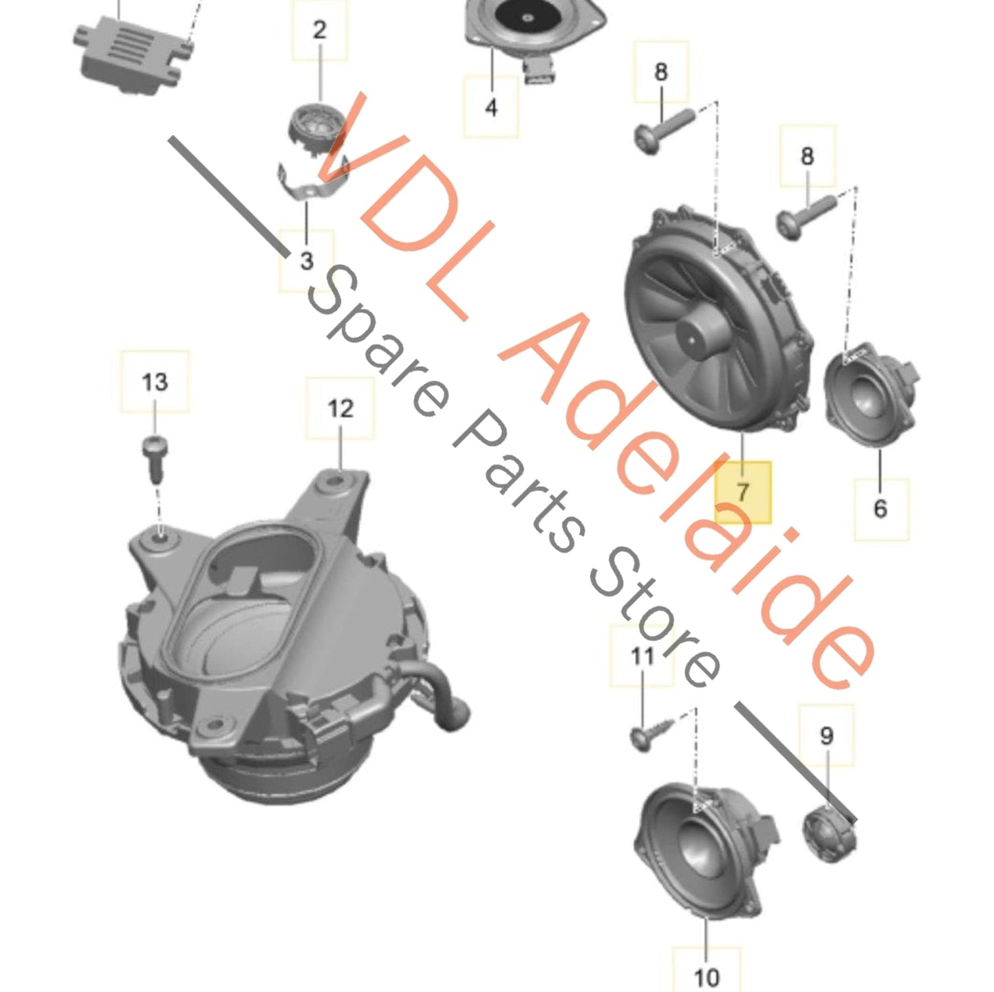 9A764555514 7PP035454N Porsche 911 BOSE Bass Low Tone Speaker 9A764555514 7PP035454N