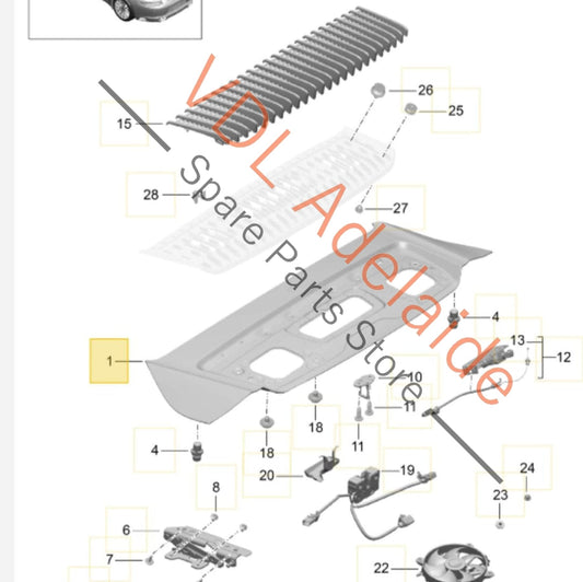 99151201124GRV Porsche 911 991.2 Coupe Rear Engine Lid 99151201124 GRV GT Silver Metallic U2 / M7Z