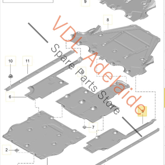 99150460500 Porsche 911 Underbody Protection Splash Panel LHS Left Side Middle 99150460500