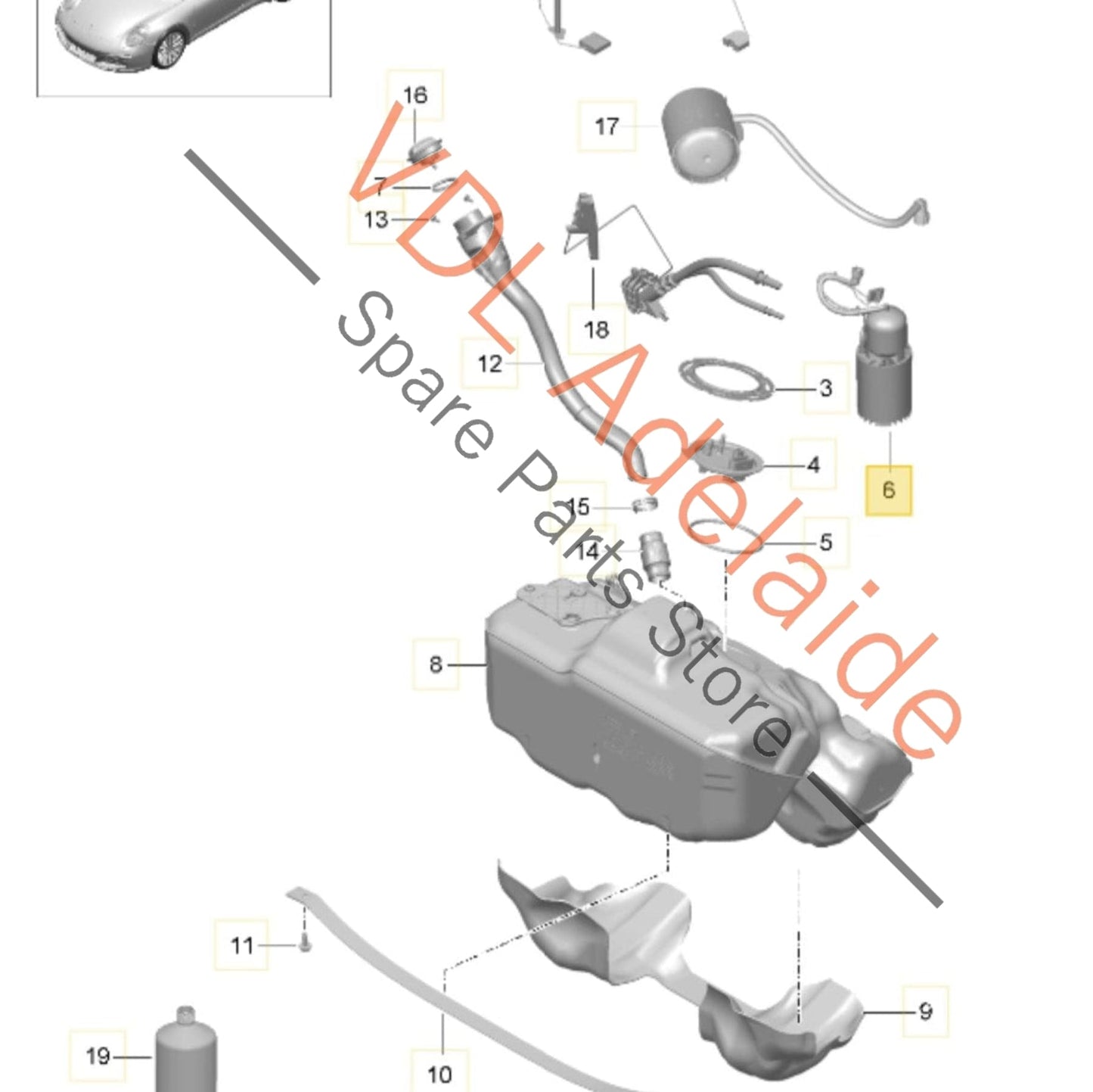 9P1919087B 9P1919087 Porsche 911 In Tank Fuel Pump 9P1919087 9P1919087B