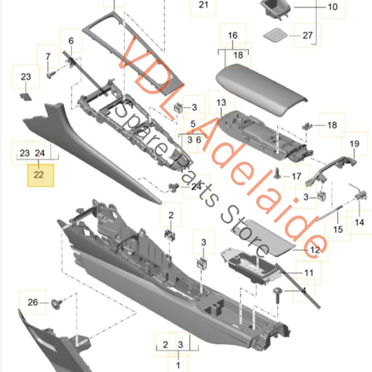 99155313102DK4 Porsche 911 Centre Console Left Side Trim 991 553 131 02 DK4