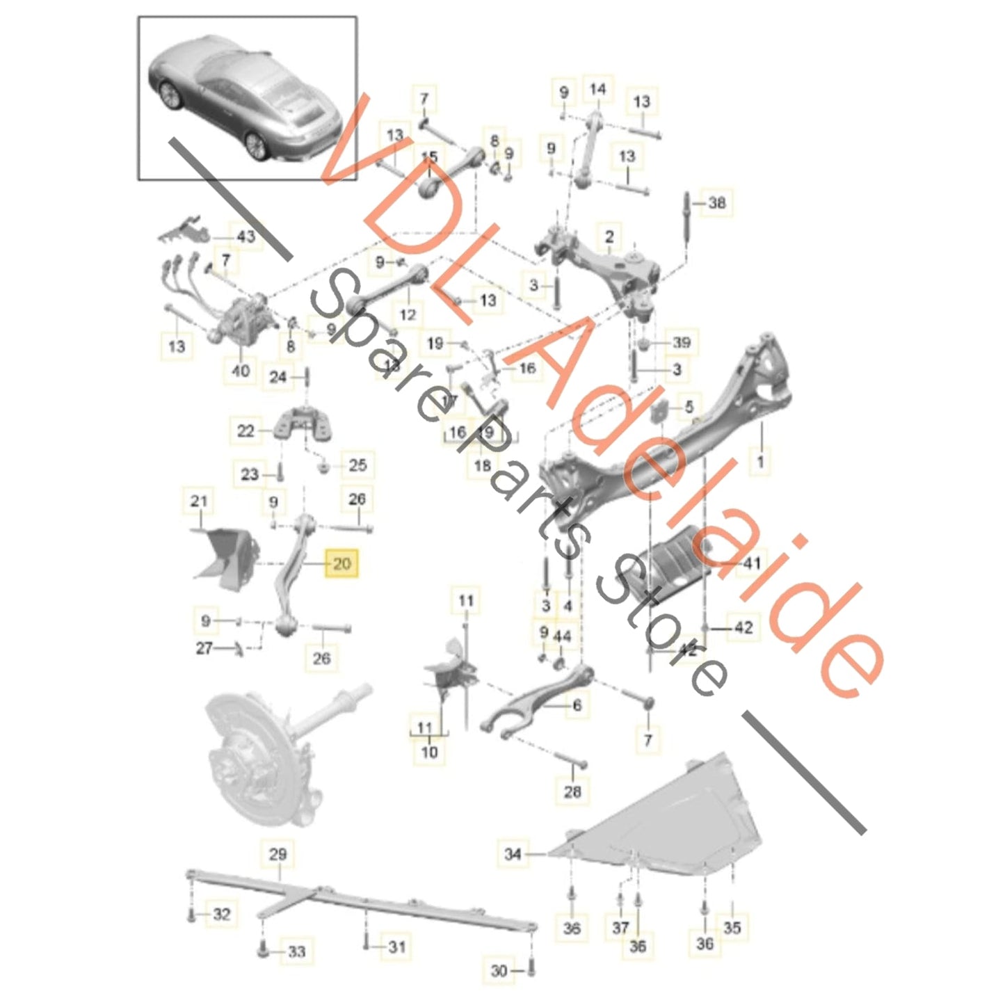 9P1505223B 99133104320 9P1505263 Porsche 911 Rear Left Lower Control Arm 9P1505223B 99133104320 9P1505263