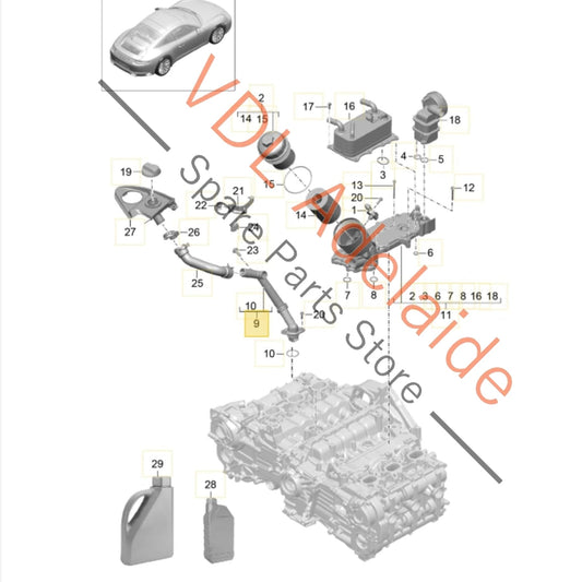9A210701500 0PB115301A 0PB115301  Porsche 911 Oil Filler Tube Pipe 9A210701500 0PB115301 0PB115301A
