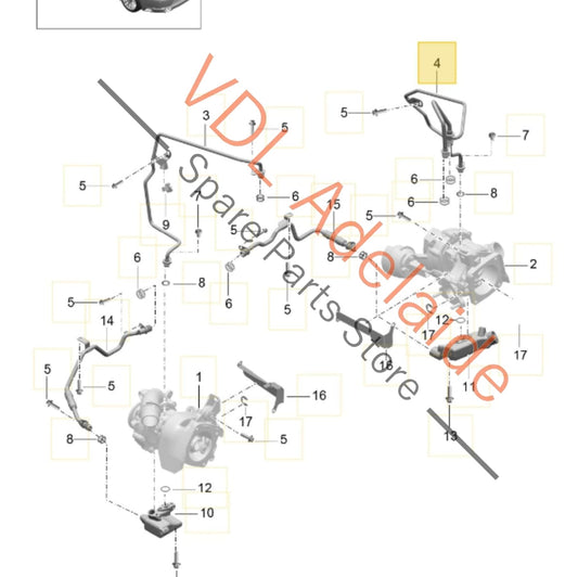 9A210722401    Porsche 911 Turbocharger Oil Feed Pressure Hose Pipe RHS 9A210722401