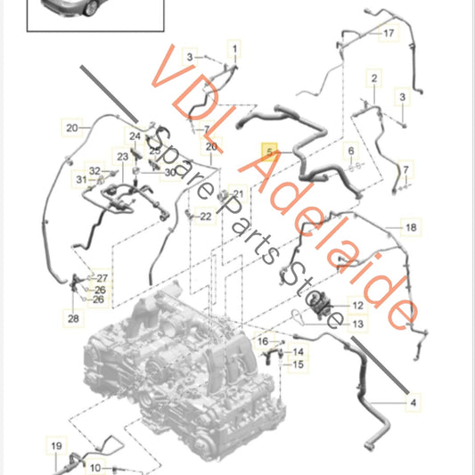 9A210755000    Porsche 911 PCV Crankcase Breather Hose 9A210755000