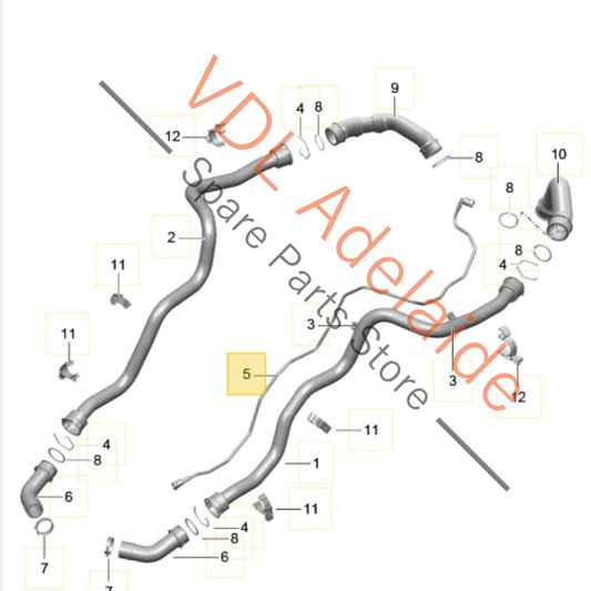 9P1121638    Porsche 911 Coolant Breather Line Hose Pipe 9P1121638