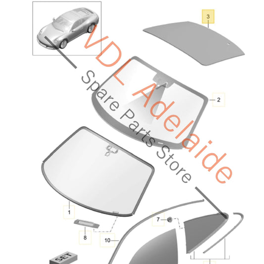 99154591108    Porsche 911 Coupe Rear Windscreen Glass 99154591108 PR:425,XPL,XPR