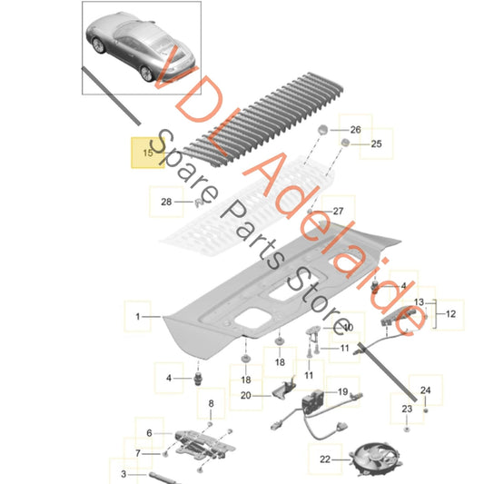 99151200000000 Porsche 911 991.2 GTS Rear Deck Lid Spoiler Ventilation Grille 99151233121 041