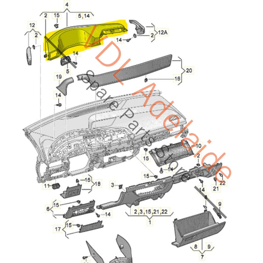 10H858061CCWF Cupra Born K11 RHD Leather Dashboard Trim Blue/Brown Copper stitch 10H858061C CWF
