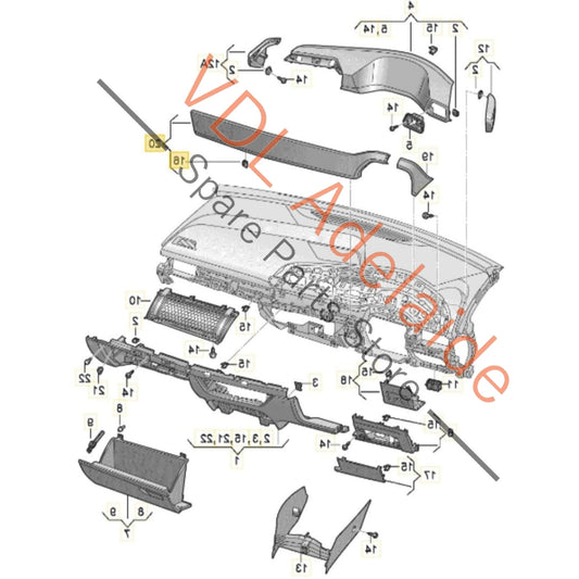 10H8543778CJ Cupra Born eBoost K11 Dashboard Trim Inlay Aluminium look 10H8543778CJ for RHD models