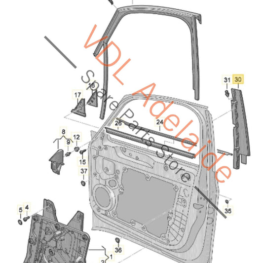 10A837902B 10E837902A041 Cupra Born K11 Front Right Window Exterior Trim B Pillar Molding 10A837902