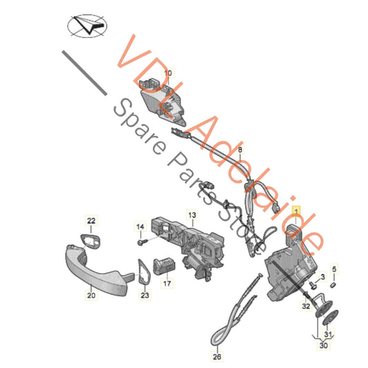 10A839016B VW Audi Cupra Right Rear Door Lock Mechanism 10A839016B