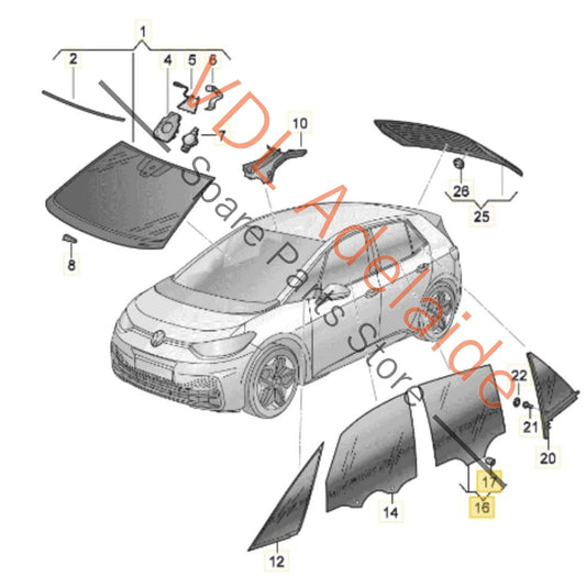 10A845025C Cupra Born K11 Rear Left Side Door Glass Window Dark Tinted 10A845025C
