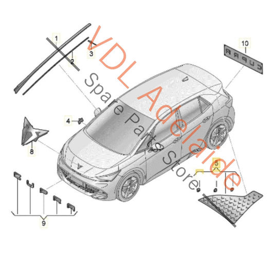 10E853377E041 Cupra Born eBoost K11 Rear Left Exterior Pillar Trim 10E853377E 041