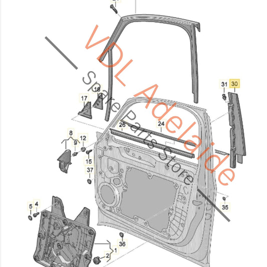 10E837901A 10E837901A041 Cupra Born B Pillar Exterior Left Front Door Trim Molding Gloss Black 10E837901A 041