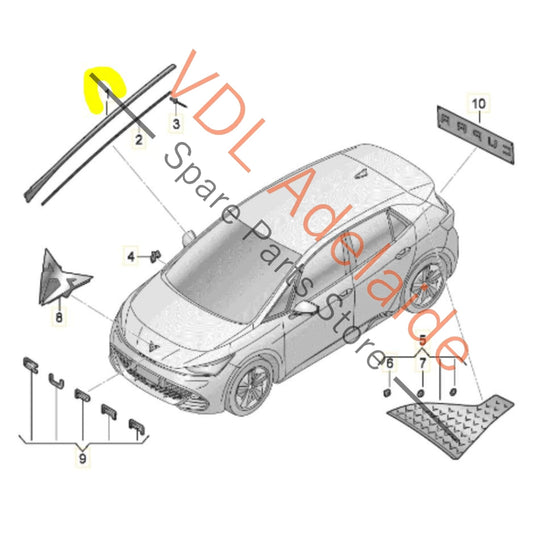 10E854327B 10E854327B5AP Cupra Born Left Side Windscreen Windshield Air Guide Trim Strip Molding 10E854327B 5AP