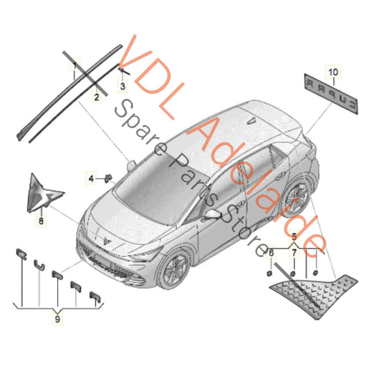 10E854328B 10E854328B5AP Cupra Born Right Side Windscreen Windshield Air Guide Trim Strip Molding 10E854328B 5AP