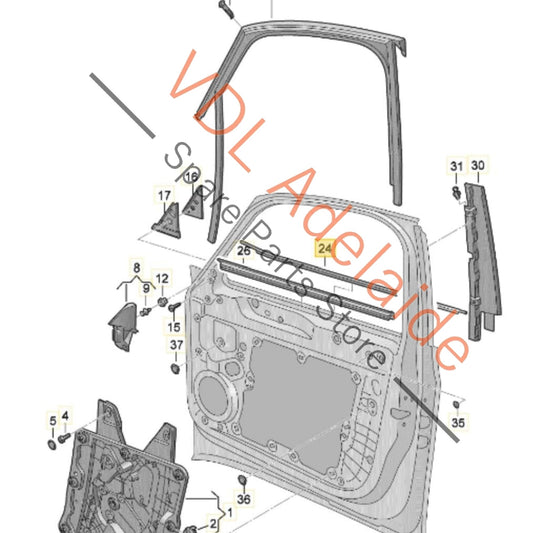 10A837478C 10A837478C5AP Cupra Born Exterior Window Slot Aperture Seal Trim Molding Right Front 10A837478C