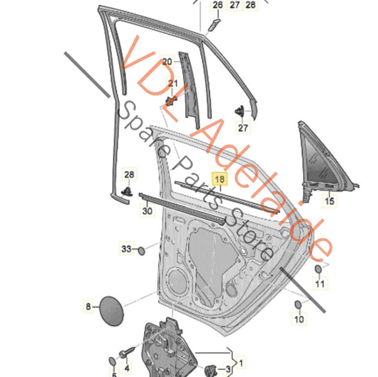 10A839477B 10A839477B5AP Cupra Born Exterior Window Slot Aperture Seal Trim Molding Left Rear 10A839477B