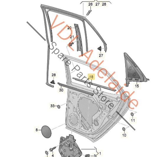 10A839478B 10A839478B5AP Cupra Born Exterior Window Slot Aperture Seal Trim Molding Right Rear 10A839478B