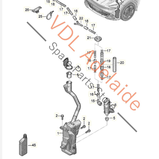 1EA955453H 1EA955448B 1K6955651 Cupra Born K11 Windscreen Washer Reservoir Tank Bottle 1EA955453H 1EA955448B 1K6955651