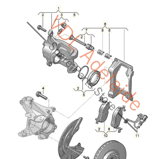 1EA615123A 1EA615125A 1EA615105K Cupra Born K11 Front Brake Caliper with Carrier Left 1EA615123A 1EA615125A 1EA615105K