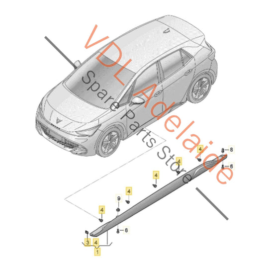 10E853856A Cupra Born eBoost K11 Left Sideskirt Rocker Molding Side Member Trim 10E853856A
