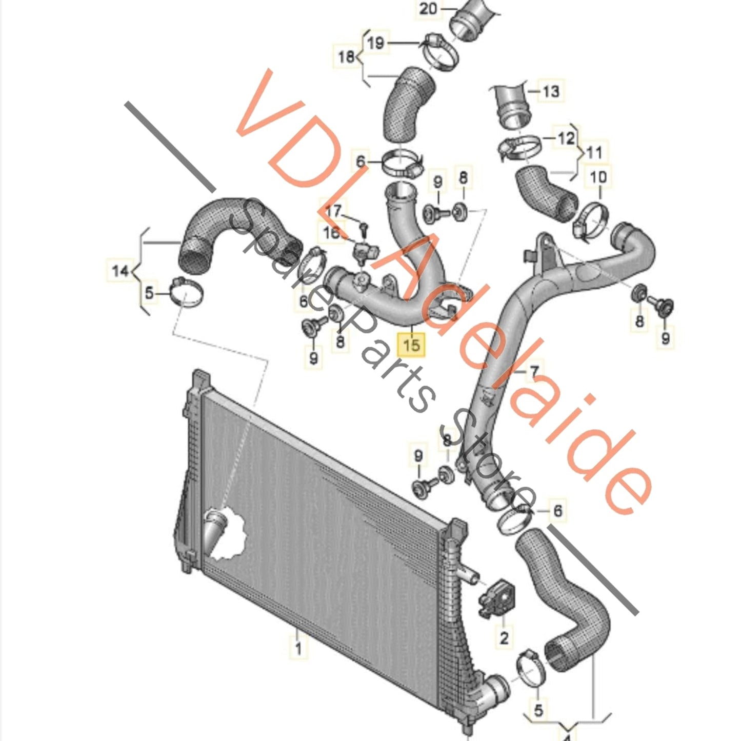 6C0145770A 5Q0145792G VW Golf R Intercooler Intake Hose Pipe 6C0145770A 5Q0145792G