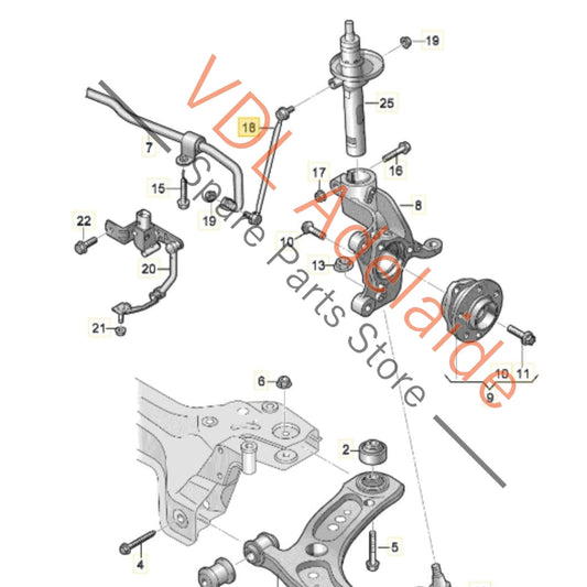 5Q0411315D VW Golf Audi A3 Front Suspension Swaybar Coupling Rod Link Set 5Q0411315D