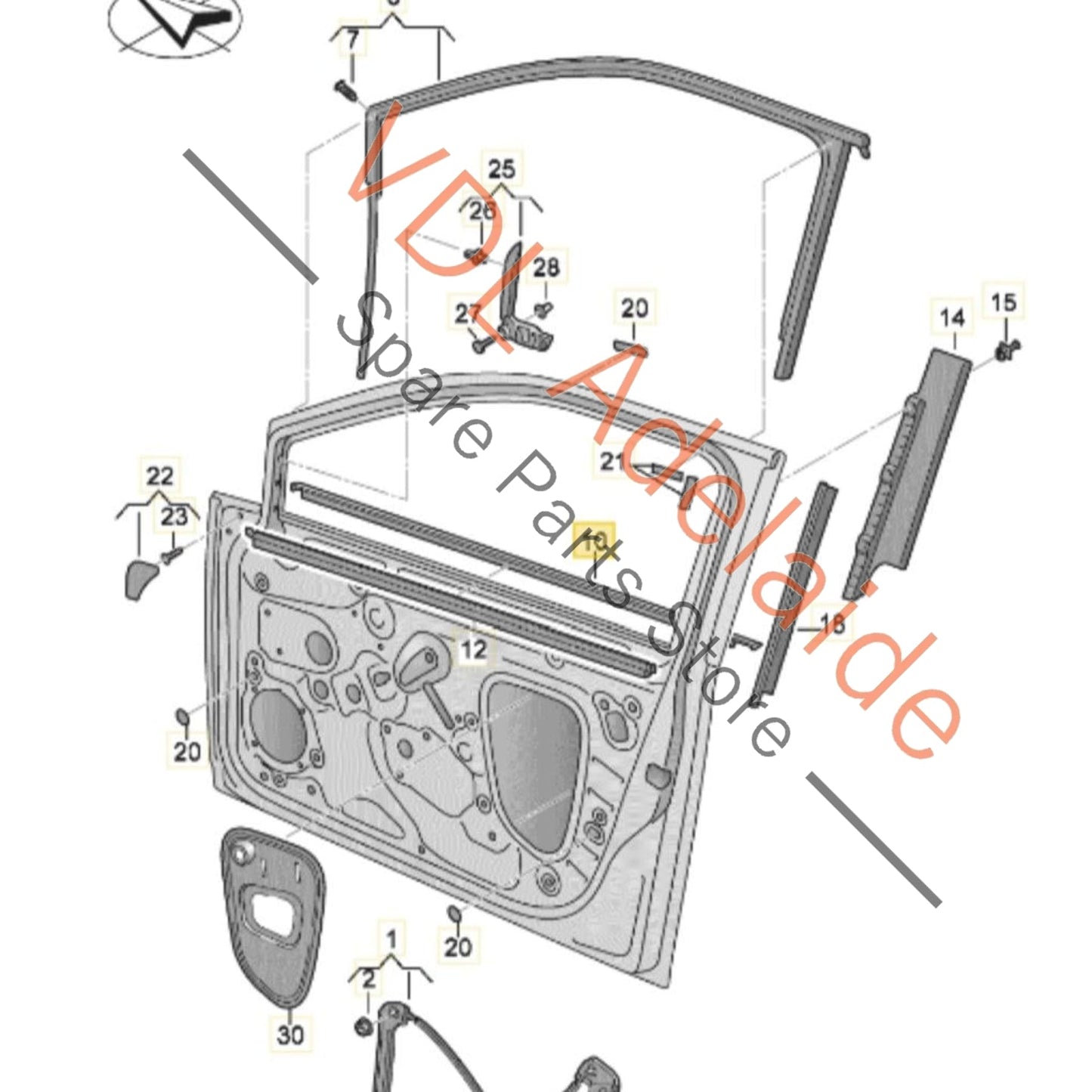 5G4837478D5AP VW Golf MK7 Front Right Door Aperture Window Slot Seal Satin Black 5G4837478D 5AP