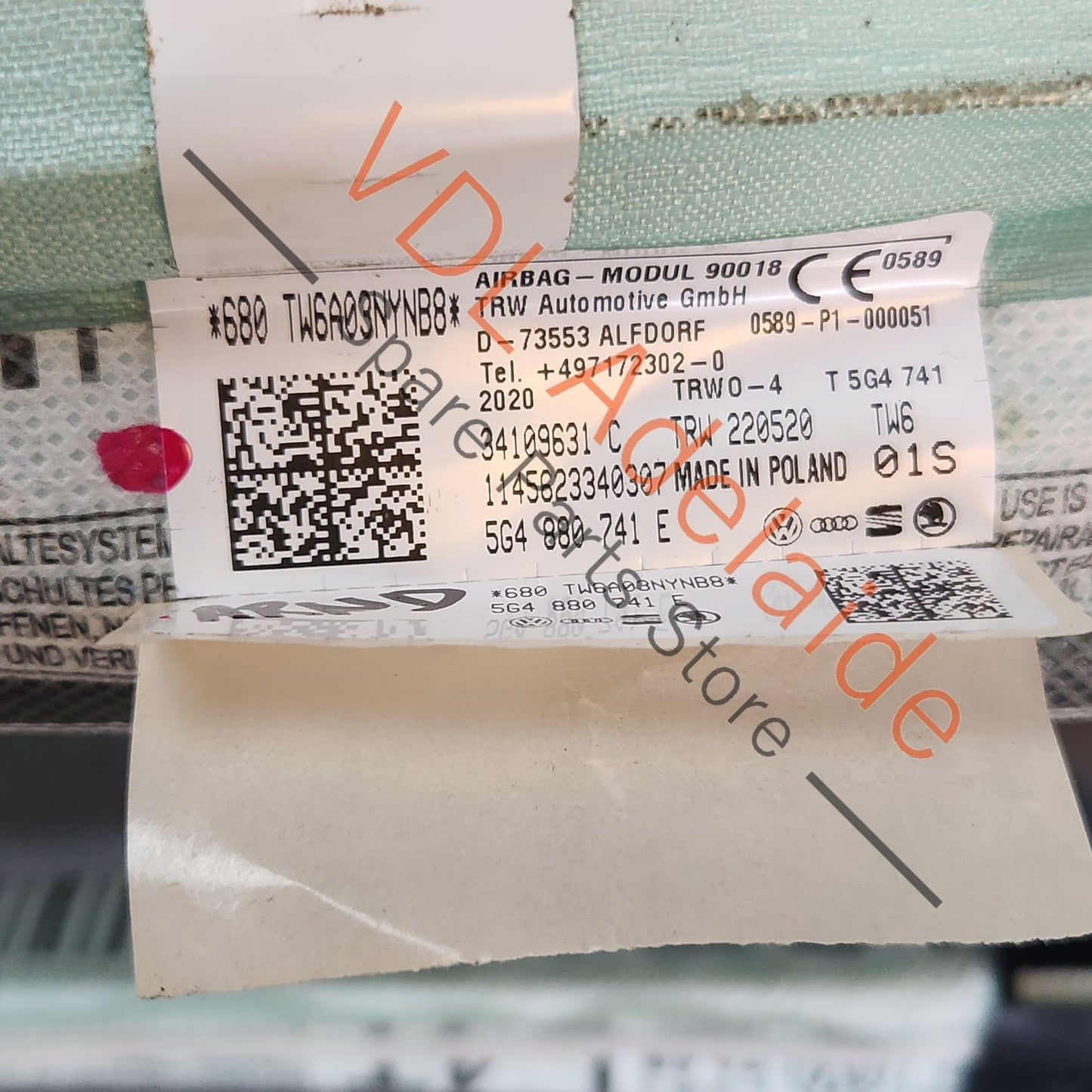 5G4880741E VW Golf MK7 7.5 Side Airbag Curtain 5G4880741E Left