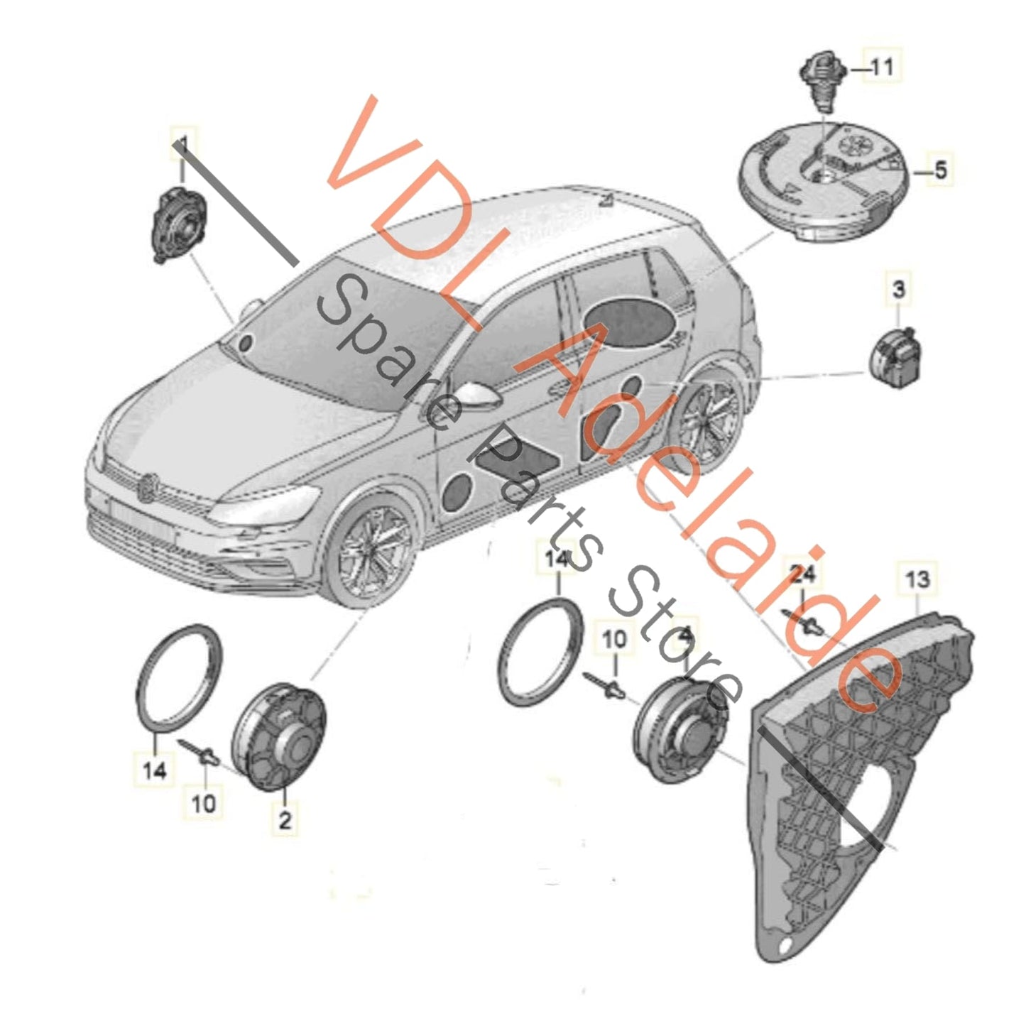 5G0035591 1K8035453 VW Golf MK7 Dynaudio Speaker Set with Subwoofer 1K8035453 5G0035591