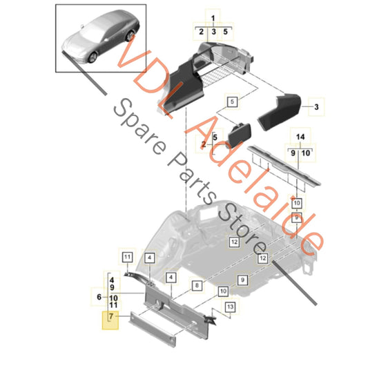971863761     Porsche Panamera 971 Boot Cargo Trim for Triangle 971863761