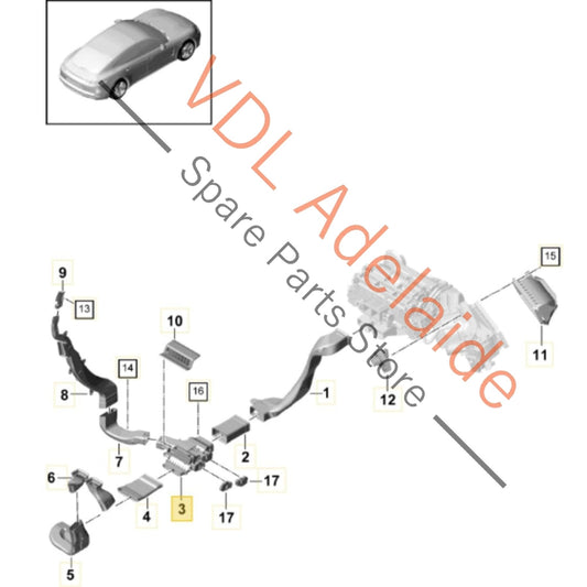971815326E 9A781532601    Porsche Panamera Rear Passenger Air Conditioning Heating Duct Solenoid Right 9A781532601 971815326E