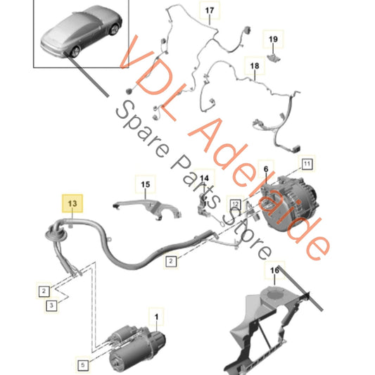 971971054J Porsche Panamera 971 Main Battery Alternator Power Wire Harness 971971054J
