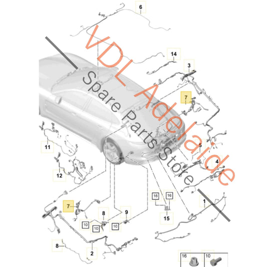 PAB971286 971971286A Porsche Panamera Rear Wheel Hub Brake Wiring Set PAB971286 971971286A